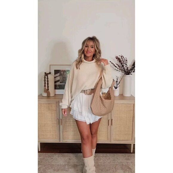 FREE PEOPLE Swim Too Deep Turtleneck Sweater in Tea Size Small - Picture 13 of 16